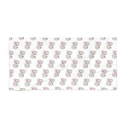 Pink Bows And Shells Beach Towel