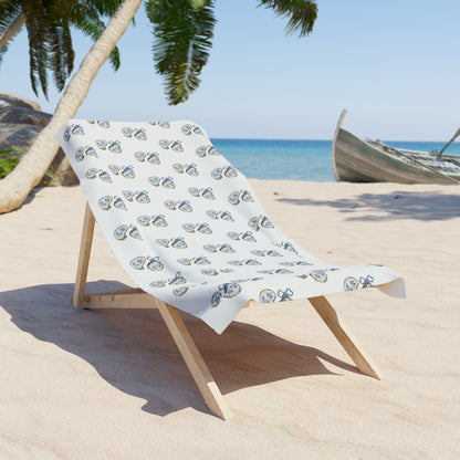 Blue Bows And Shells Beach Towel