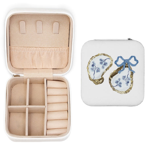 Blue Bows And Shells Jewelry Travel Case