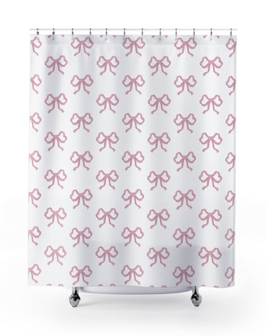 Pink Ribbon Bow Shower Curtain