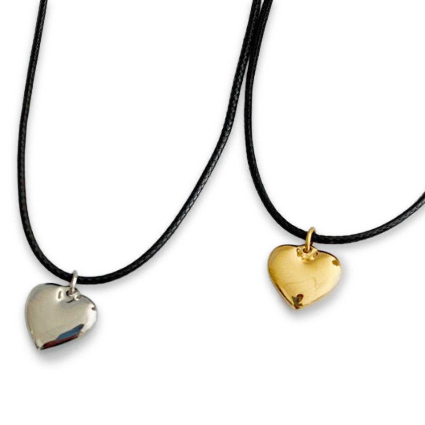 Black Cord Heart Drop Necklace