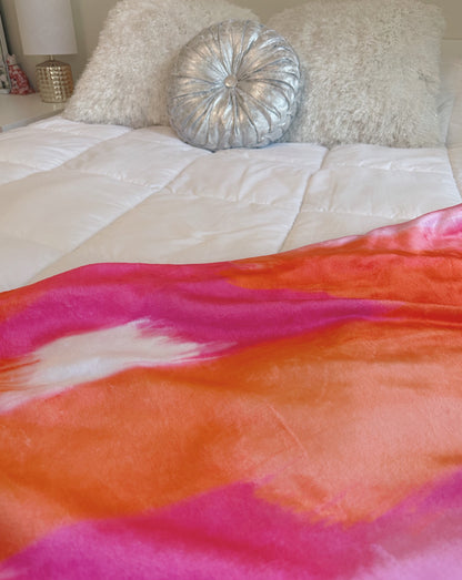 Pink And Orange Plush Blanket