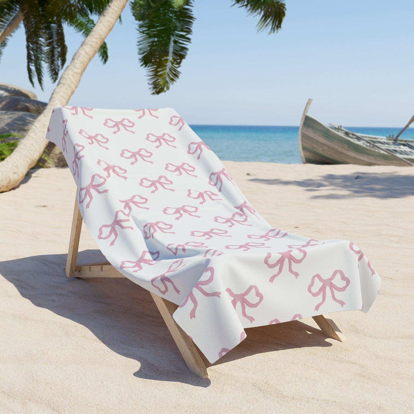 Pink Bow Beach Towel