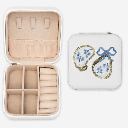 Blue Bows And Shells Jewelry Travel Case