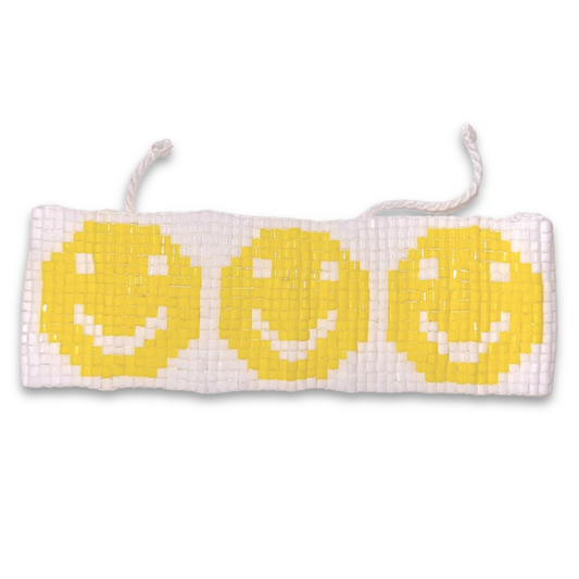 Yellow Beaded Smiley Face Bracelet