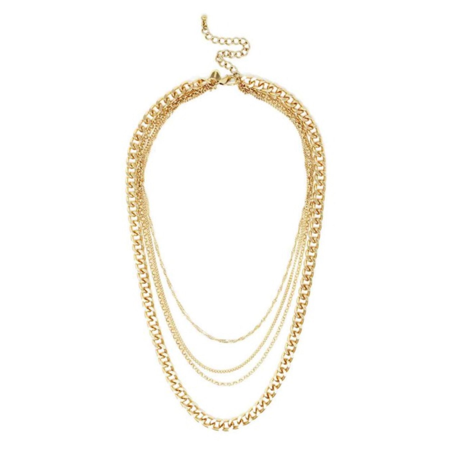 Gold Quad Chain Link Necklace