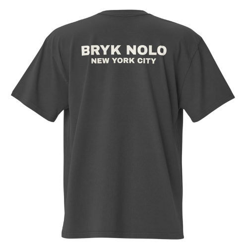 Black  Bryk Nolo NYC Tee is an oversized faded t-shirt, made from 100% carded cotton. This tee is garment-dyed, pre-shrunk fabric and has dropped shoulders.