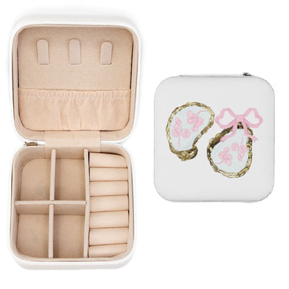 Pink Bows And Shells Jewelry Travel Case