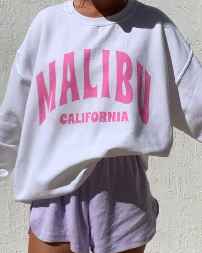 Malibu Pink White Crewneck Sweatshirt