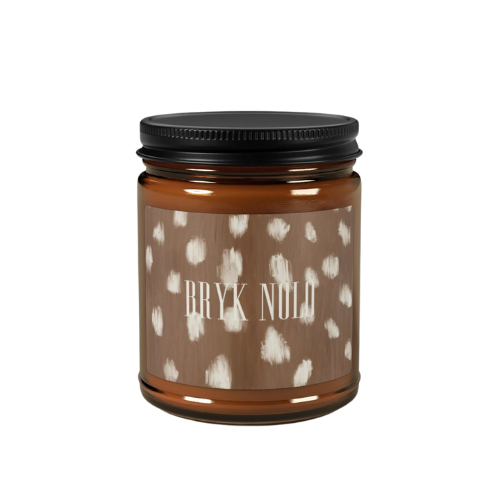 Tan and cream polka dot 9 ounce Soy Candle