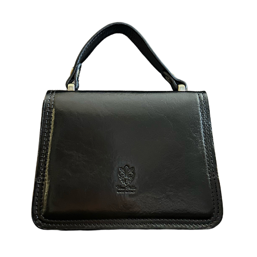 Handbag is made in Italy from tanned black leather