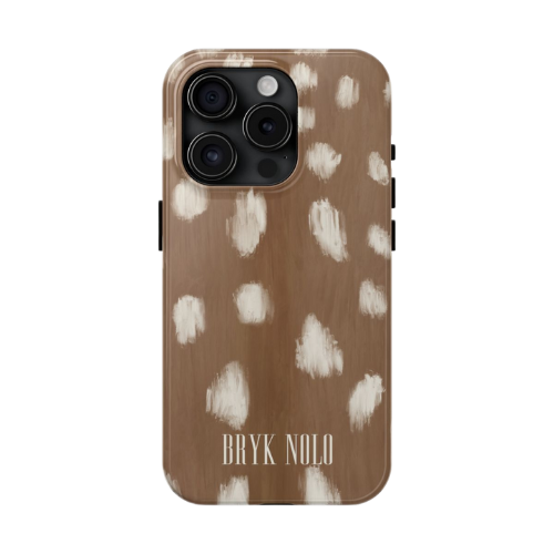 Tan and cream polka dot Phone Case is lightweight and impact resistant
