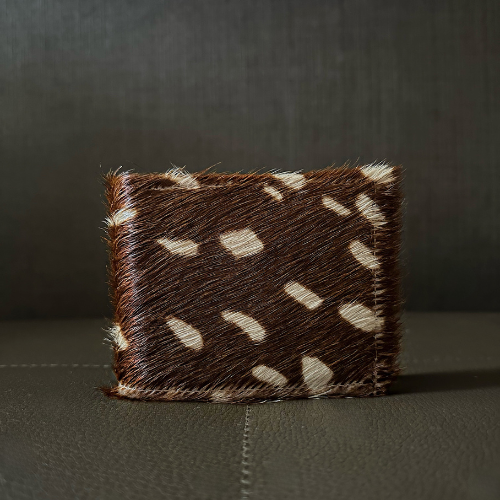 Brown Bifold Wallet is made from genuine cow hide fur and natural leather