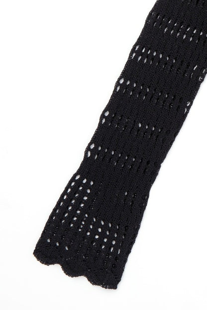 Black Mesh Knit Top