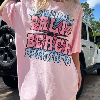 Bryknolo Palm Beach Light Pink Crewneck T-Shirt - BRYKNOLO LLC T-Shirt