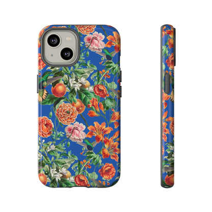 Blue And Orange Blooms Phone Case - BRYKNOLO LLC Phone Case iPhone 14 / Glossy