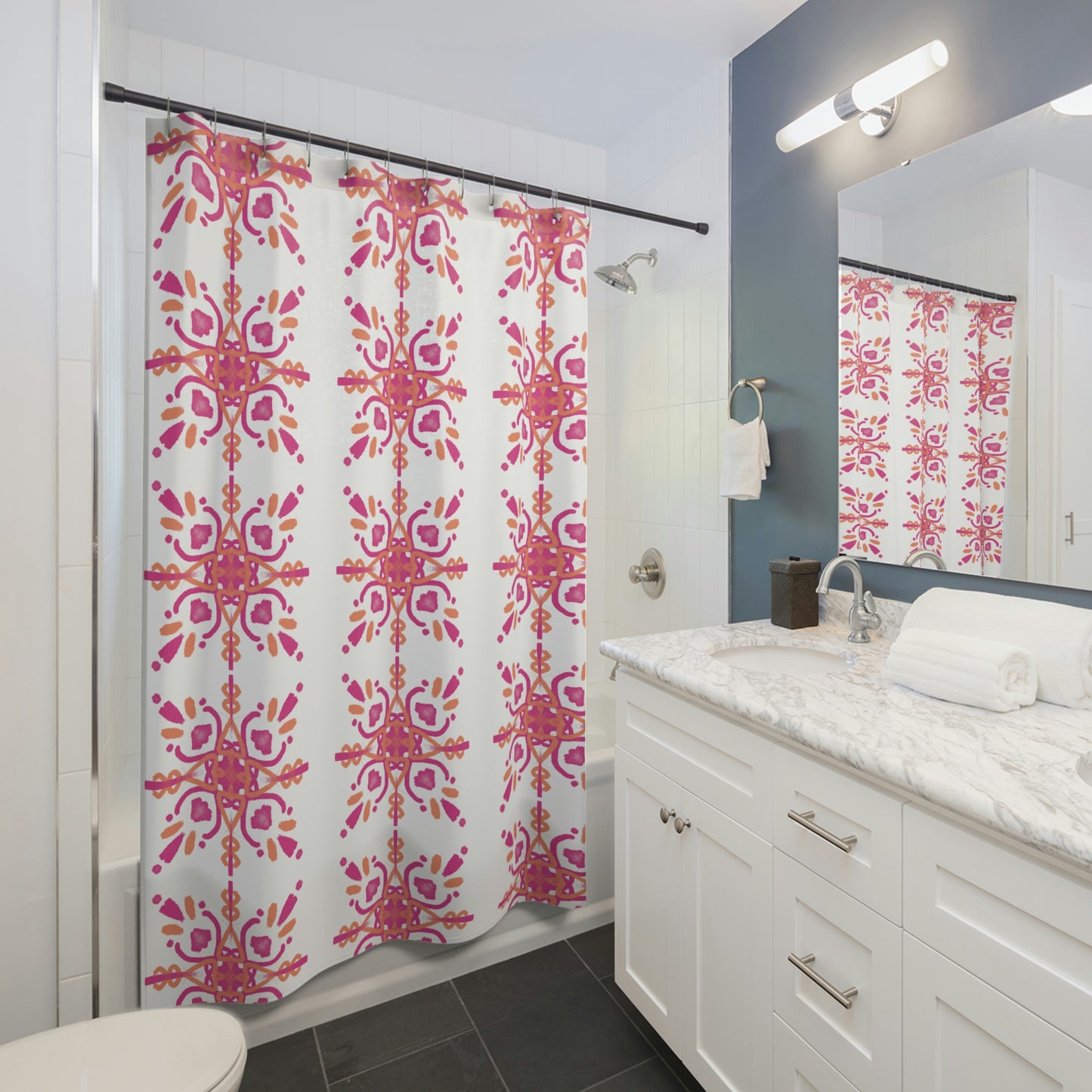 Pink And Orange Pattern Shower Curtain - BRYKNOLO LLC Home Decor