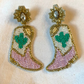 Pink And Green Beaded Cowboy Boots Earrings - BRYKNOLO LLC