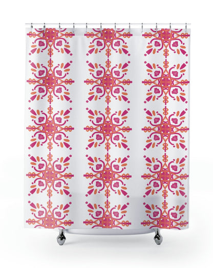 Pink And Orange Pattern Shower Curtain - BRYKNOLO LLC Home Decor 71" × 74"