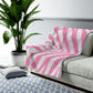 PINK AND WHITE STRIPED PLUSH BLANKET - BRYKNOLO LLC All Over Prints
