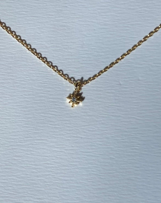 Tiny Gold And Diamond Star Necklace - BRYKNOLO LLC