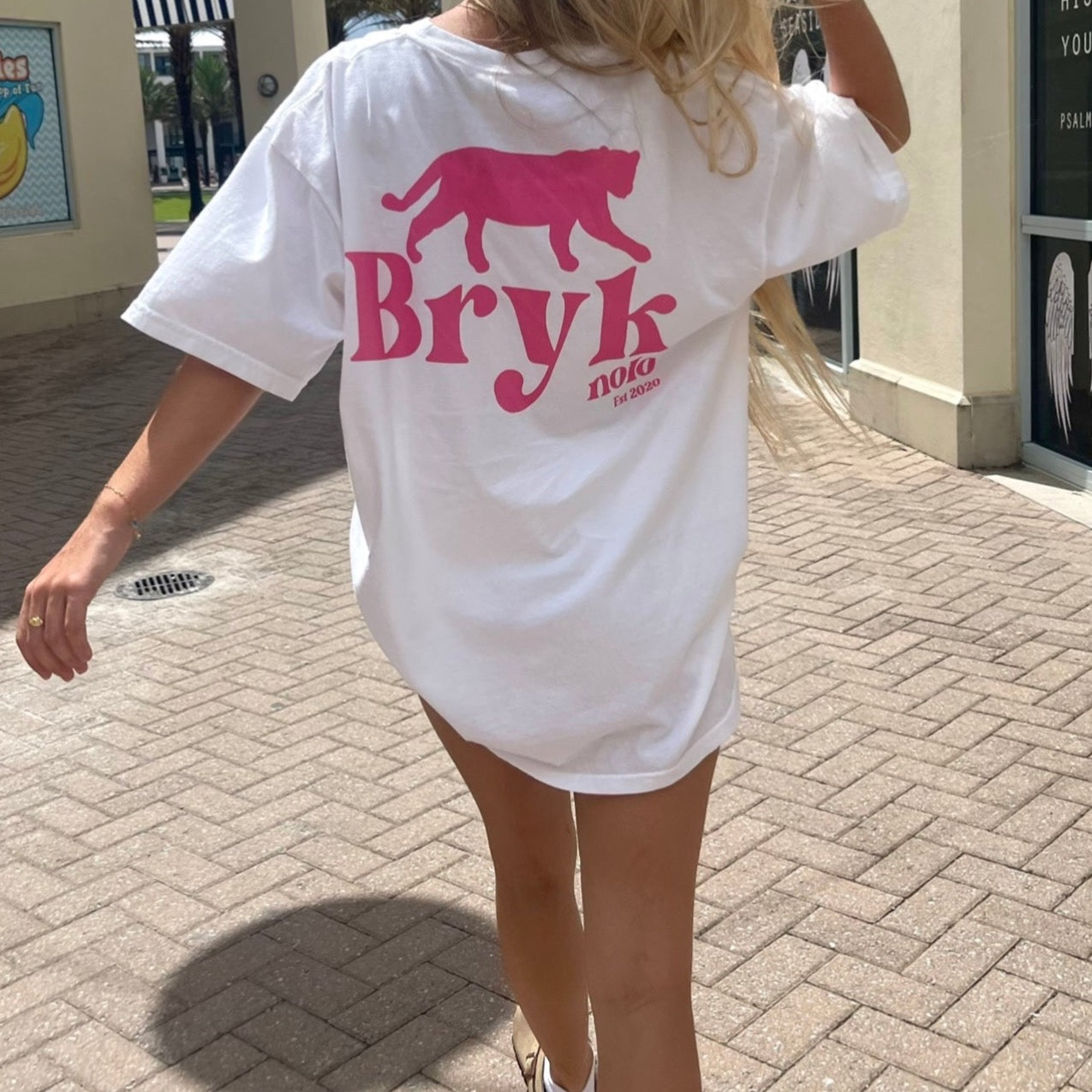 Bright Pink Logo Crewneck T-Shirt - BRYKNOLO LLC T-Shirt