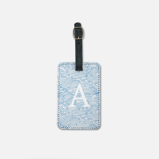 Luggage Tag - Personalized Initial Blue Waves - BRYKNOLO LLC Luggage Tags