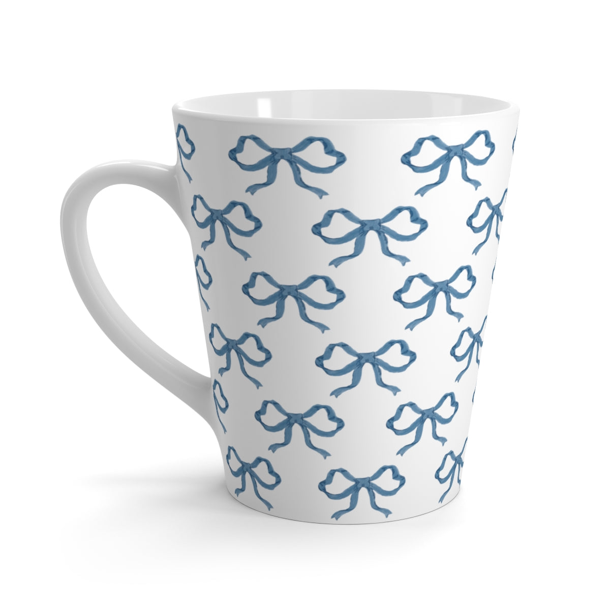Blue Bow Latte Mug - BRYKNOLO LLC Mug 12oz