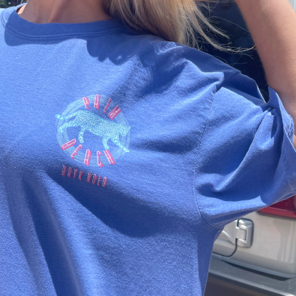 Palm Beach Crewneck T-Shirt Flo Blue - BRYKNOLO LLC T-Shirt