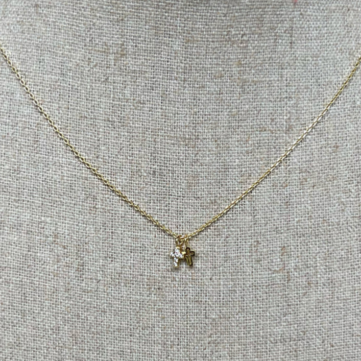 Double Cross Gold Necklace - BRYKNOLO LLC
